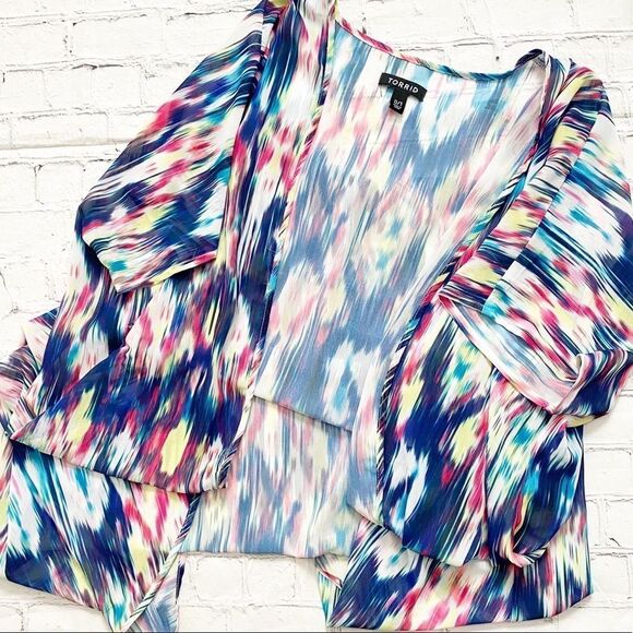 Torrid Multi Ikat Chiffon Sheer Duster - Picture 1 of 4